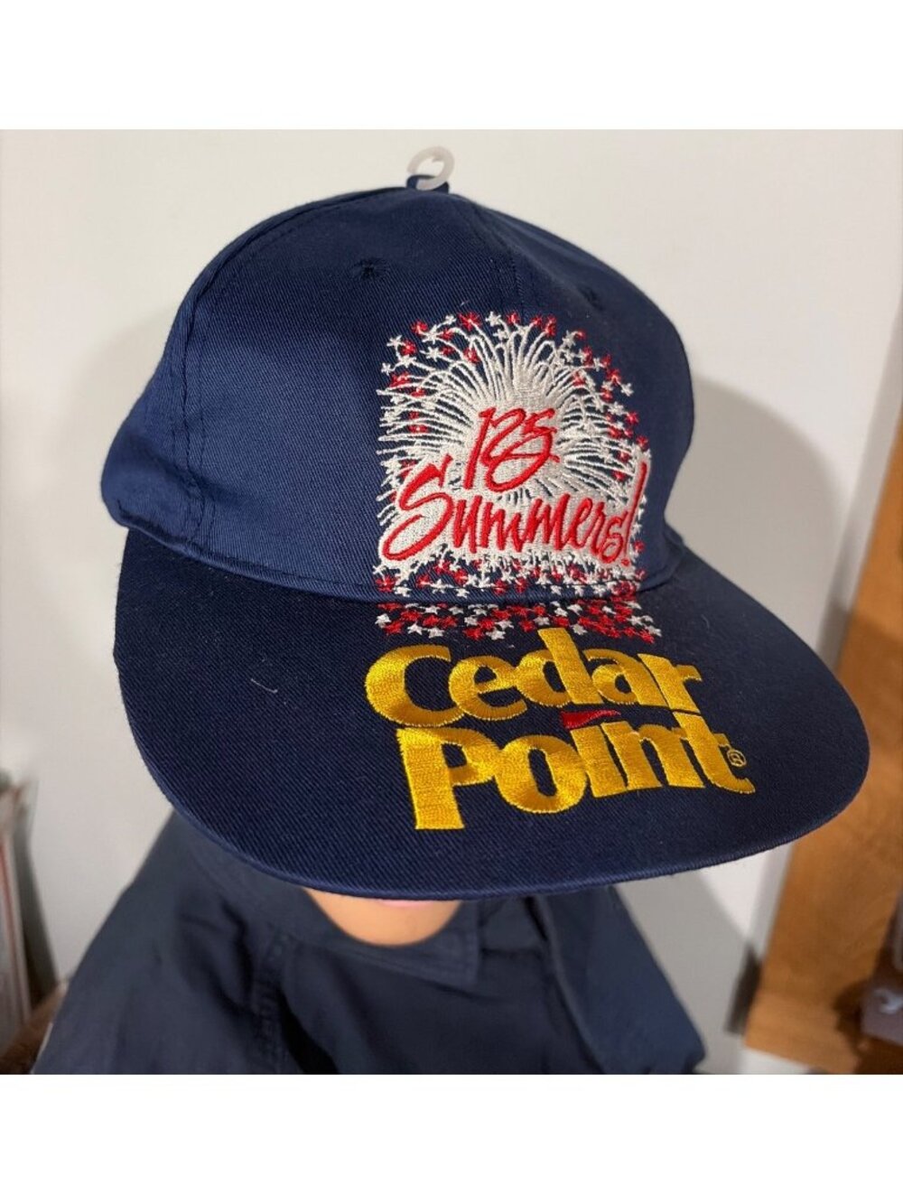 VTG Cedar Point 125 Summers Real Thrills Navy Snapback Hat Embroidered Cap